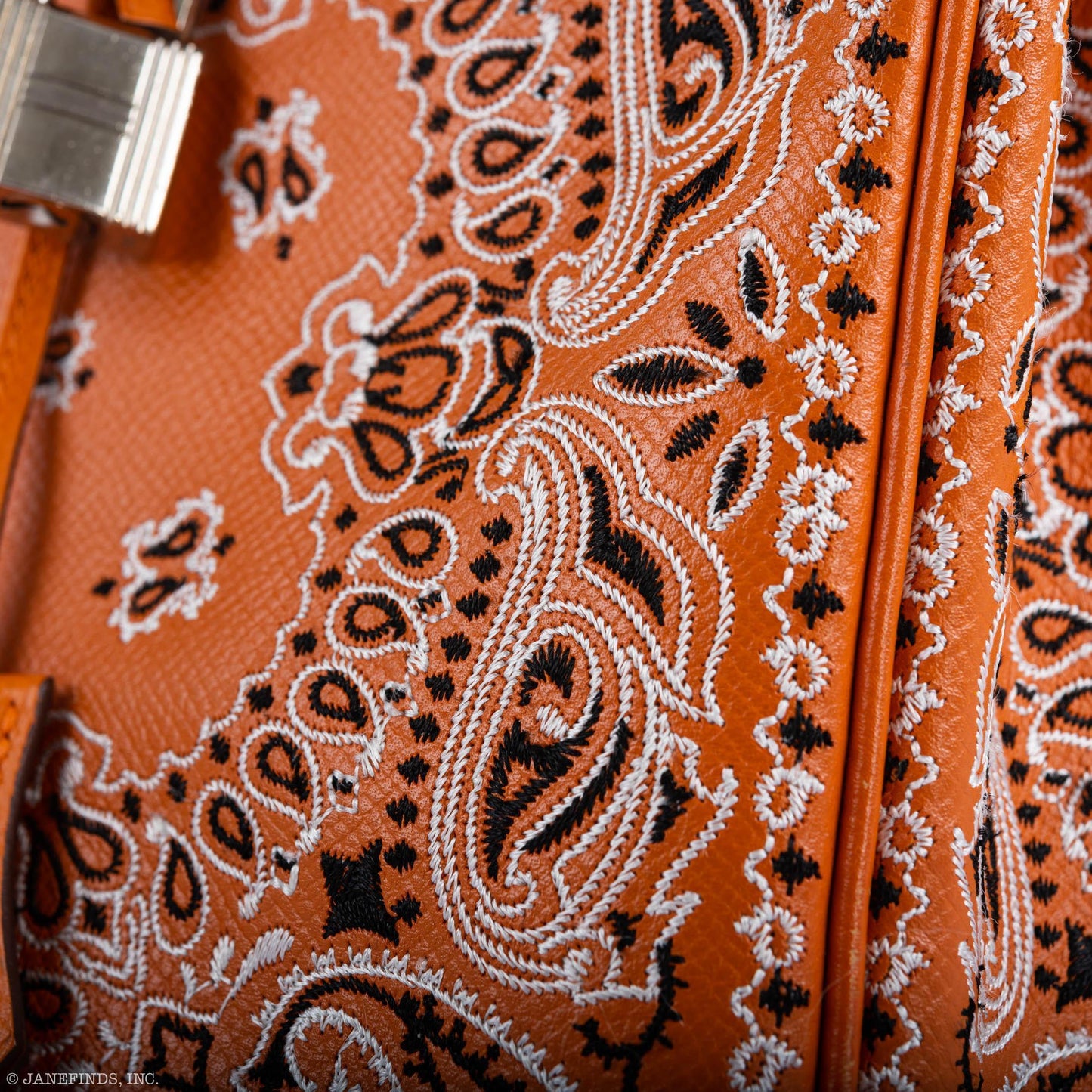 Jay Ahr Vintage 2013 Hermes Birkin 30 Orange Epsom Bandana Embroidery "Rio de Janeiro"