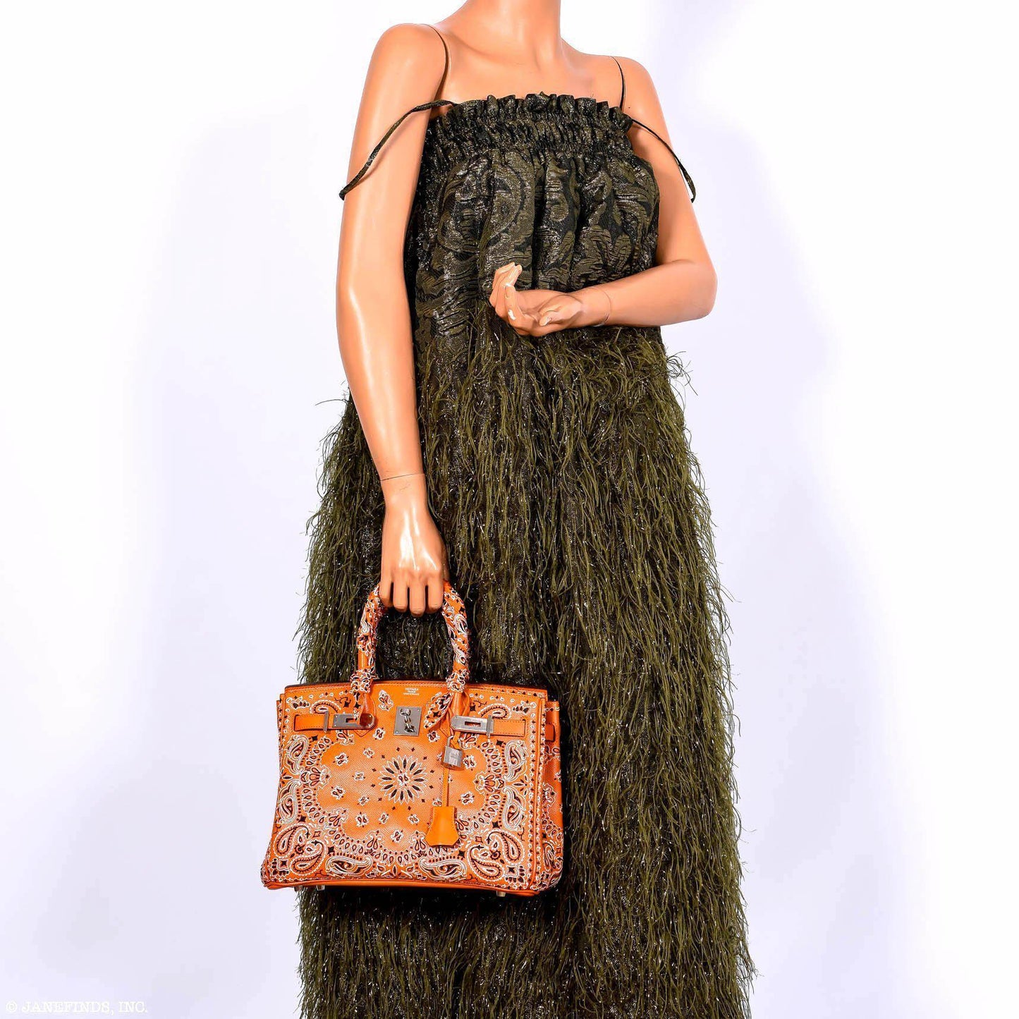 Jay Ahr Vintage 2013 Hermes Birkin 30 Orange Epsom Bandana Embroidery "Rio de Janeiro"