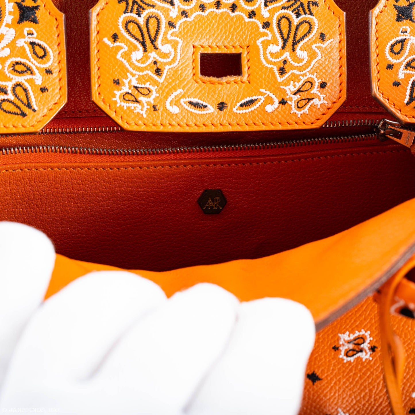 Jay Ahr Vintage 2013 Hermes Birkin 30 Orange Epsom Bandana Embroidery "Rio de Janeiro"