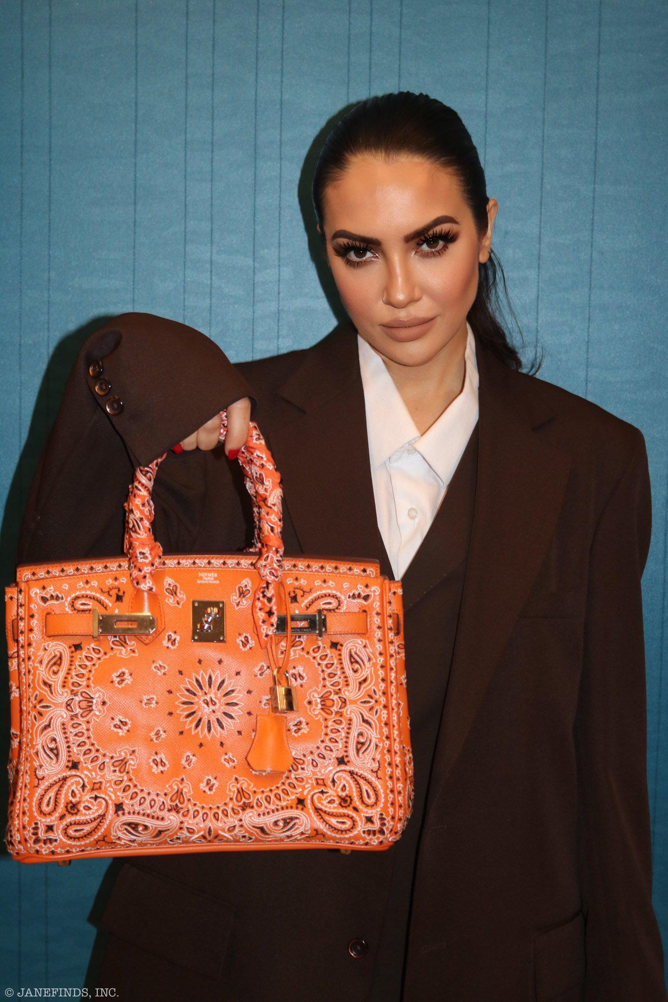 Jay Ahr Vintage 2013 Hermes Birkin 30 Orange Epsom Bandana Embroidery "Rio de Janeiro"