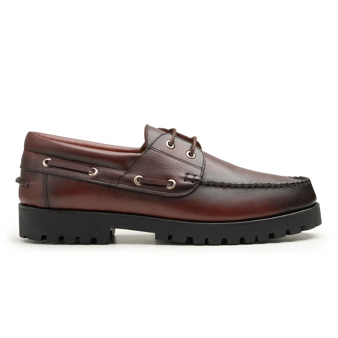 Men's Dark Brown Leather Boat Shoes