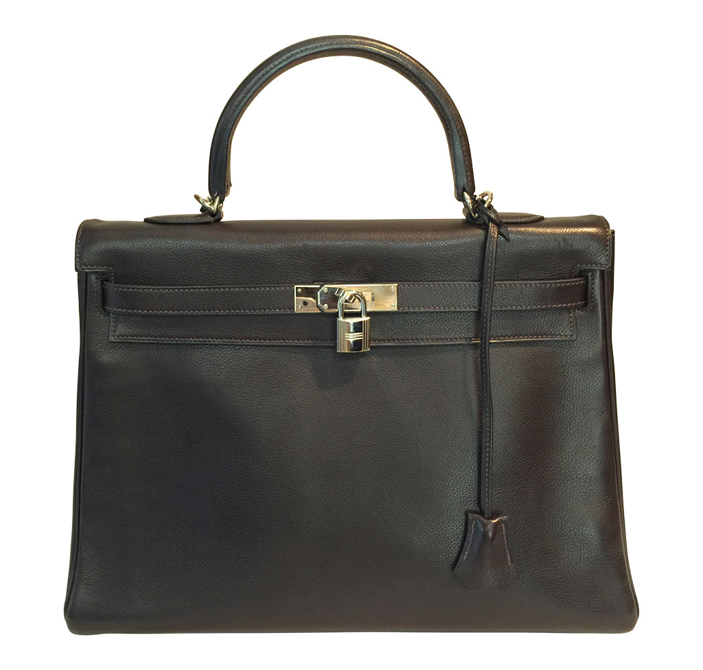 Hermès Kelly 35 Ebene Evergrain PHW