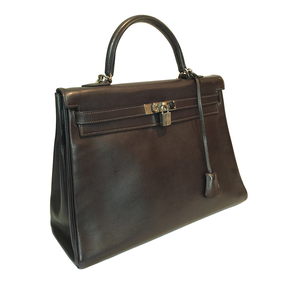 Hermès Kelly 35 Ebene Evergrain PHW