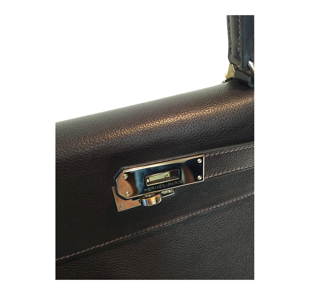 Hermès Kelly 35 Ebene Evergrain PHW