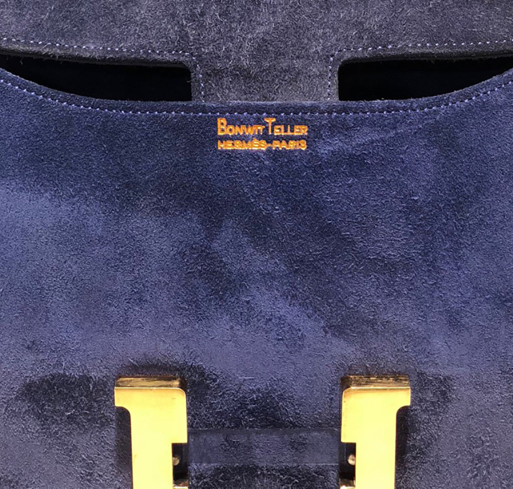Hermès Constance 24 Vintage Navy Suede Bag GHW