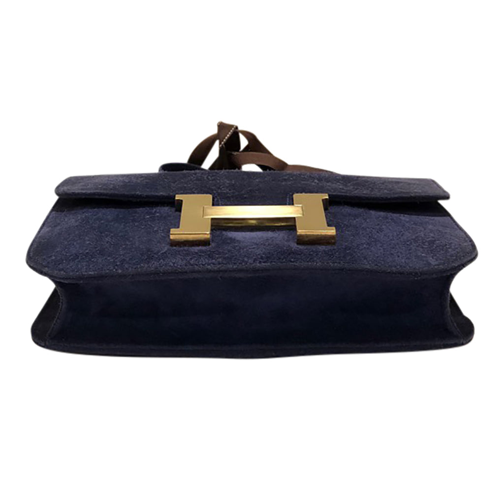 Hermès Constance 24 Vintage Navy Suede Bag GHW