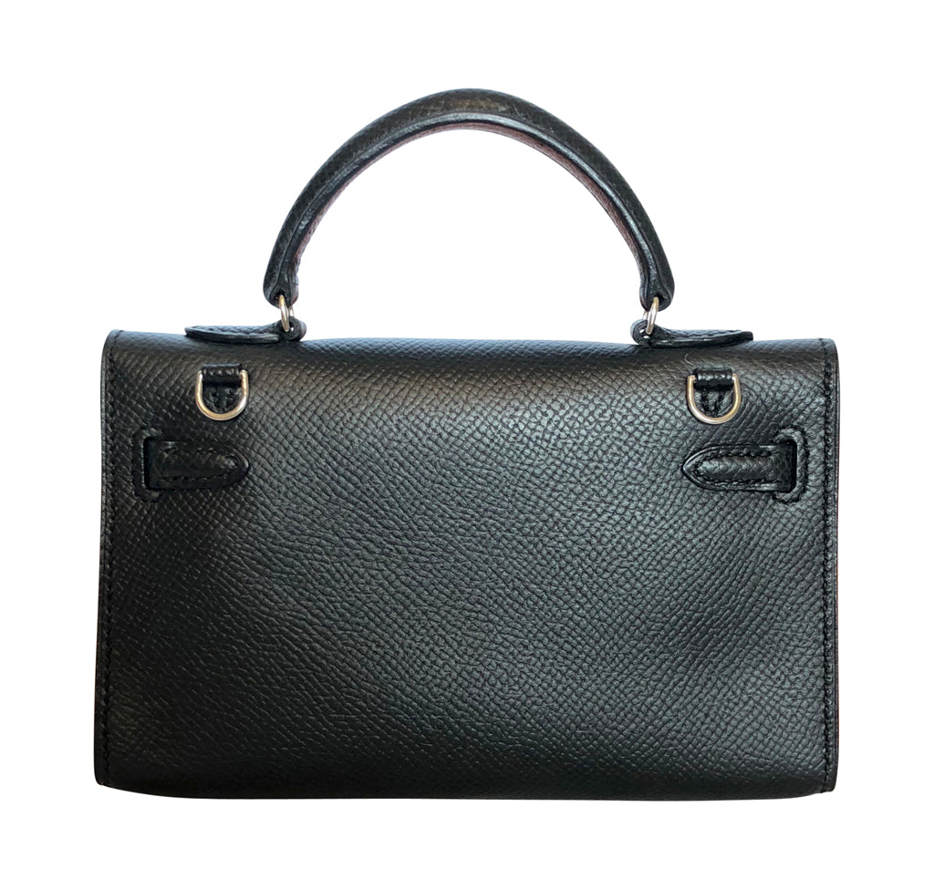 Hermès Kelly 15 Noir Epsom Bag PHW