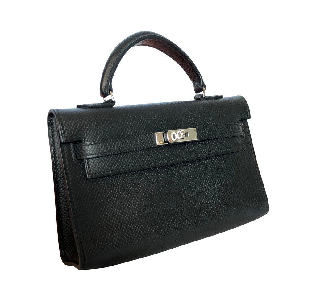 Hermès Kelly 15 Noir Epsom Bag PHW