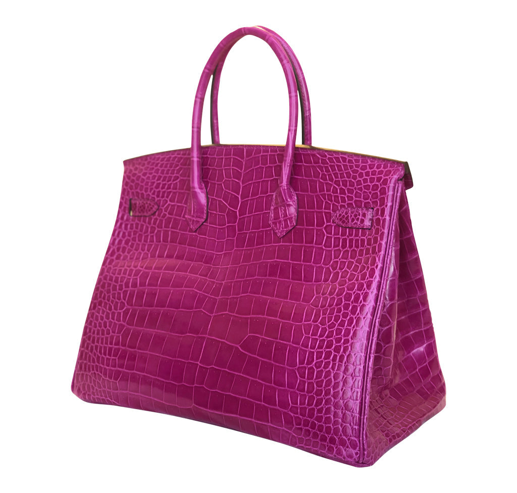 Hermès Birkin 35 Rose Sheherazade Crocodile Bag