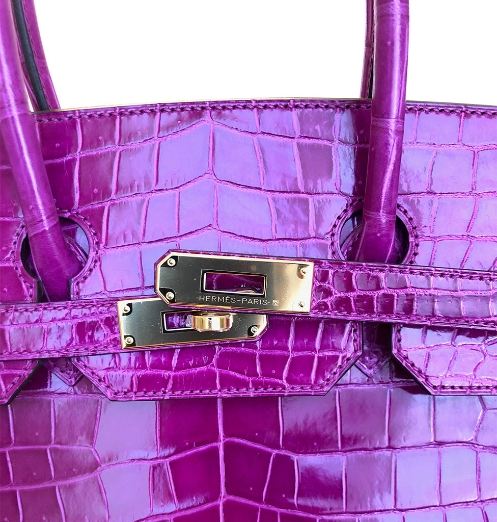 Hermès Birkin 35 Rose Sheherazade Crocodile Bag
