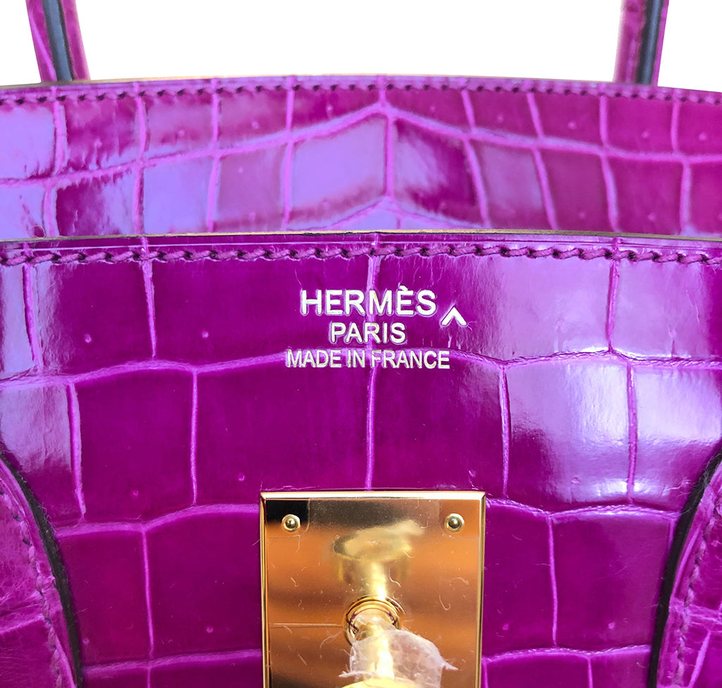 Hermès Birkin 35 Rose Sheherazade Crocodile Bag