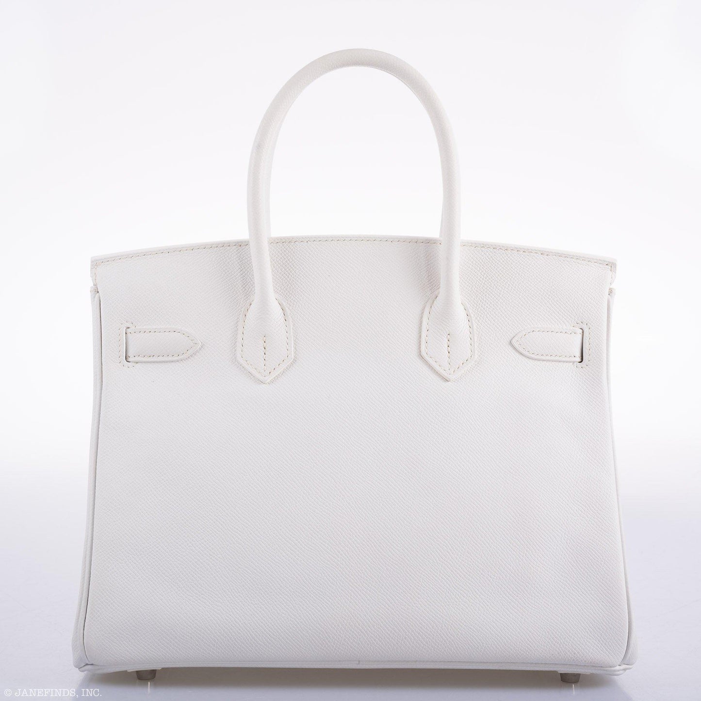 Vintage Hermes Birkin 30 White Epsom with Custom Feather Panel & Palladium Hardware - 2010, N Square