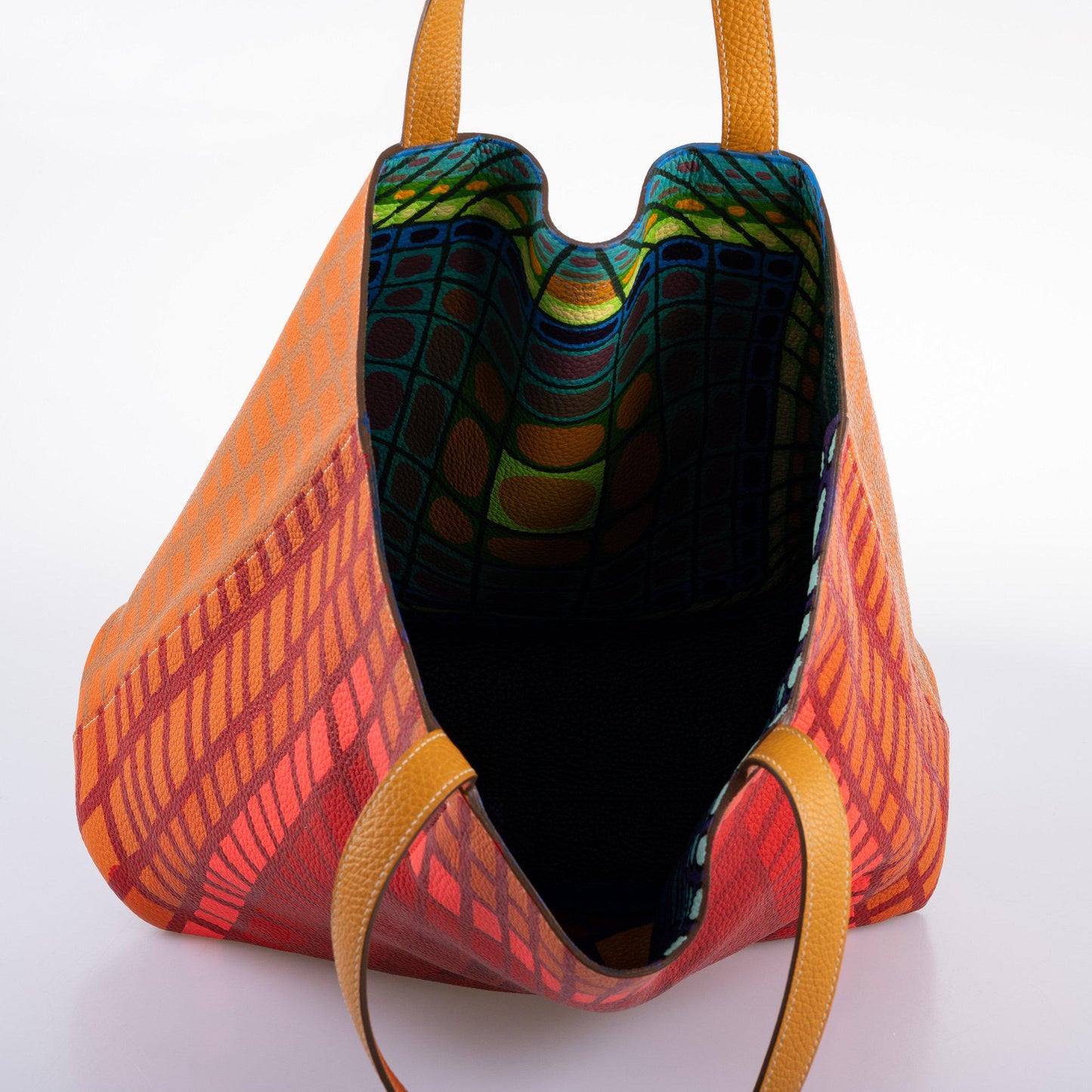 Vintage Hermes Double ‘Cyber’ Sens 36 Custom Painted Clemence Reversible Tote - Artwork 2021