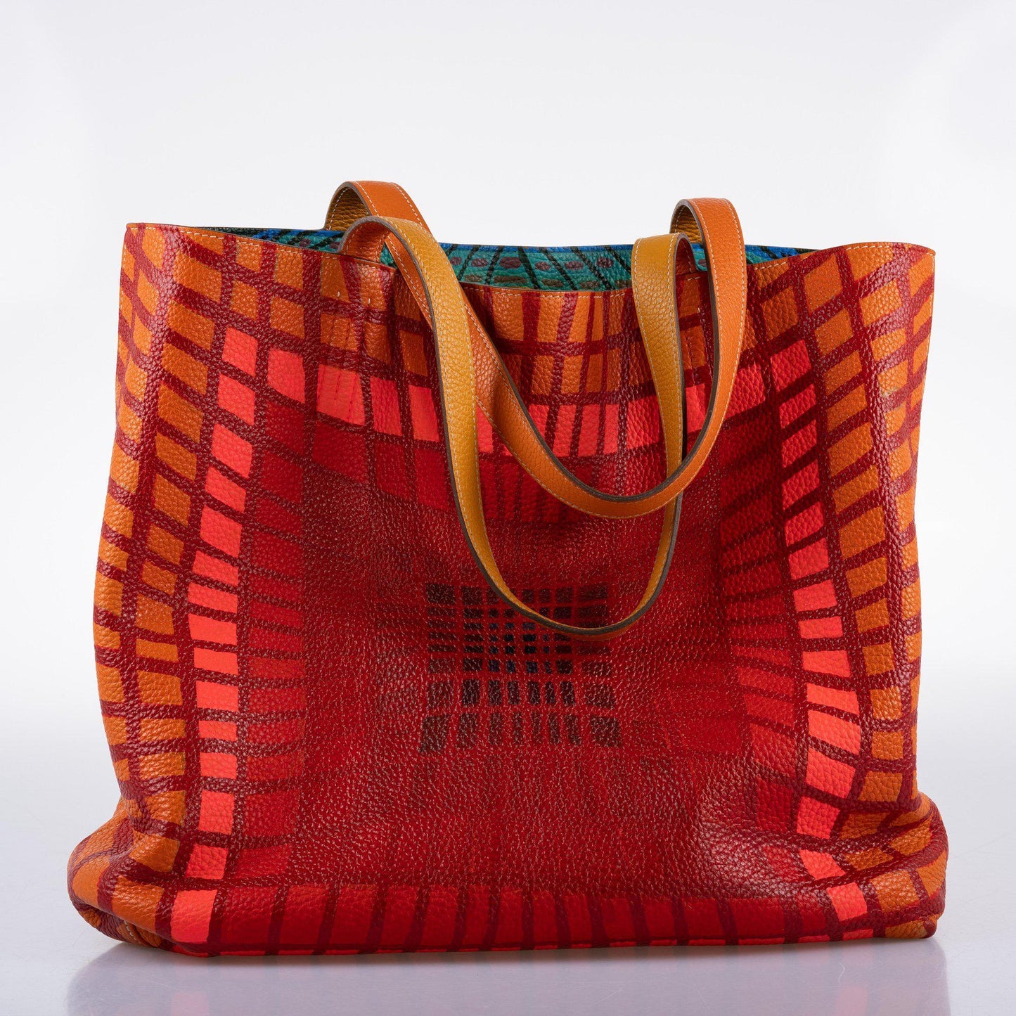 Vintage Hermes Double ‘Cyber’ Sens 36 Custom Painted Clemence Reversible Tote - Artwork 2021