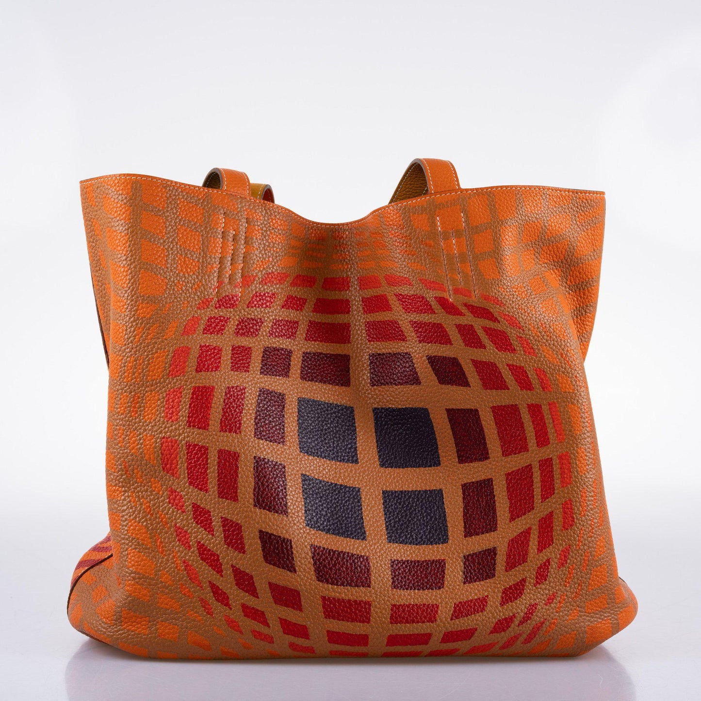 Vintage Hermes Double ‘Cyber’ Sens 36 Custom Painted Clemence Reversible Tote - Artwork 2021