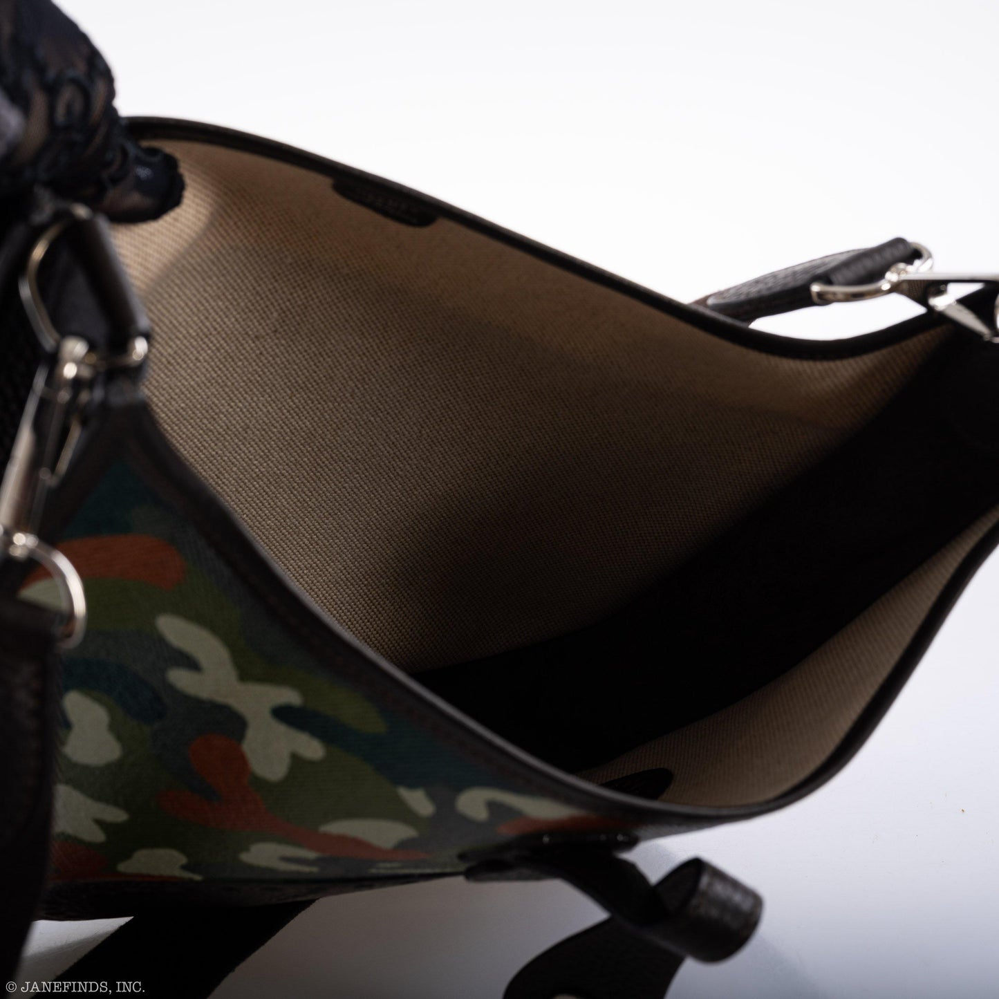 Vintage Hermes Evelyne II Ebene Clemence & Toile Camouflage Painting