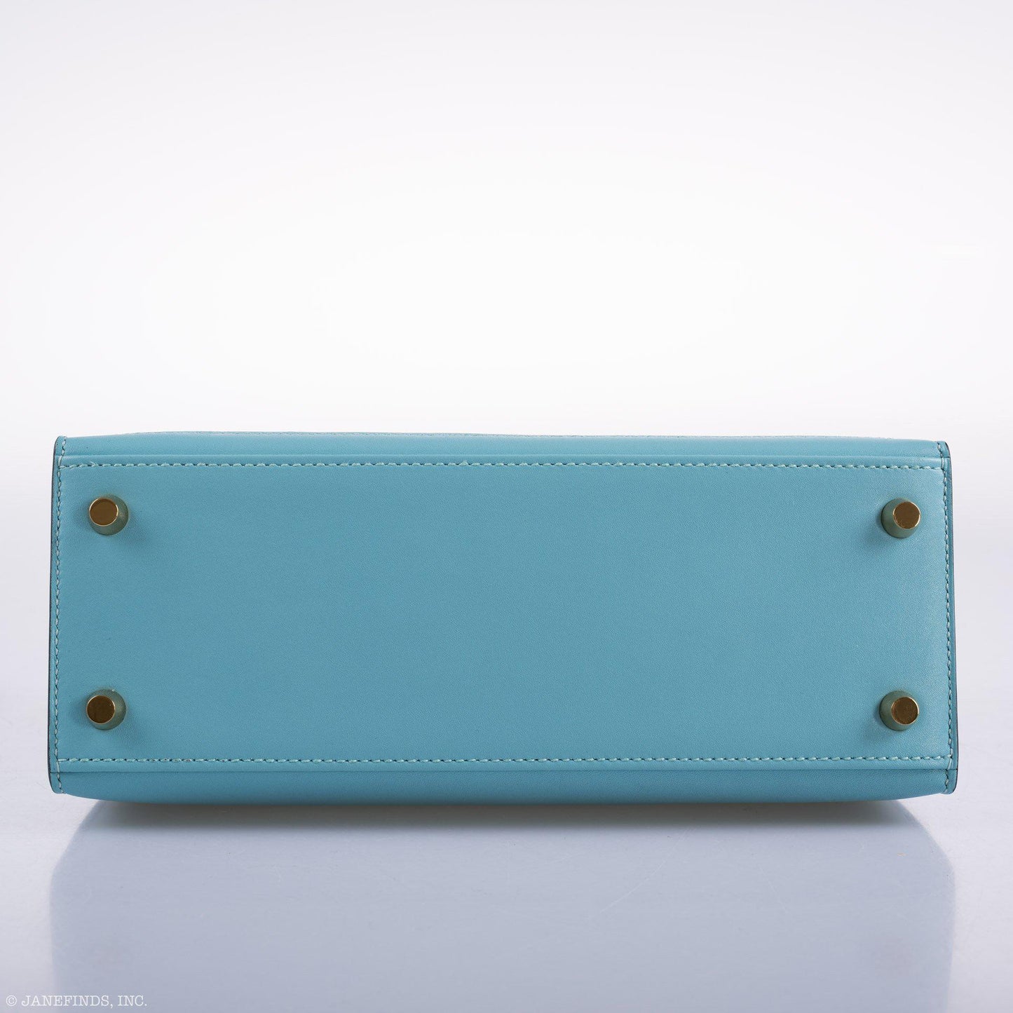 Vintage Hermes Kelly 25 Sellier Blue Atoll Tadelakt with Custom Feather Panel Gold Hardware