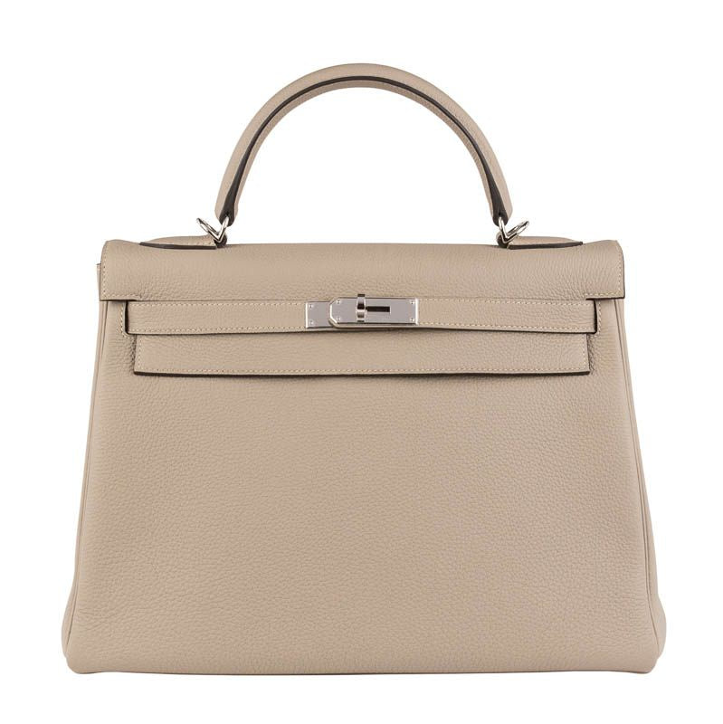 Hermès 32cm Kelly Gris Tourterelle Togo PHW