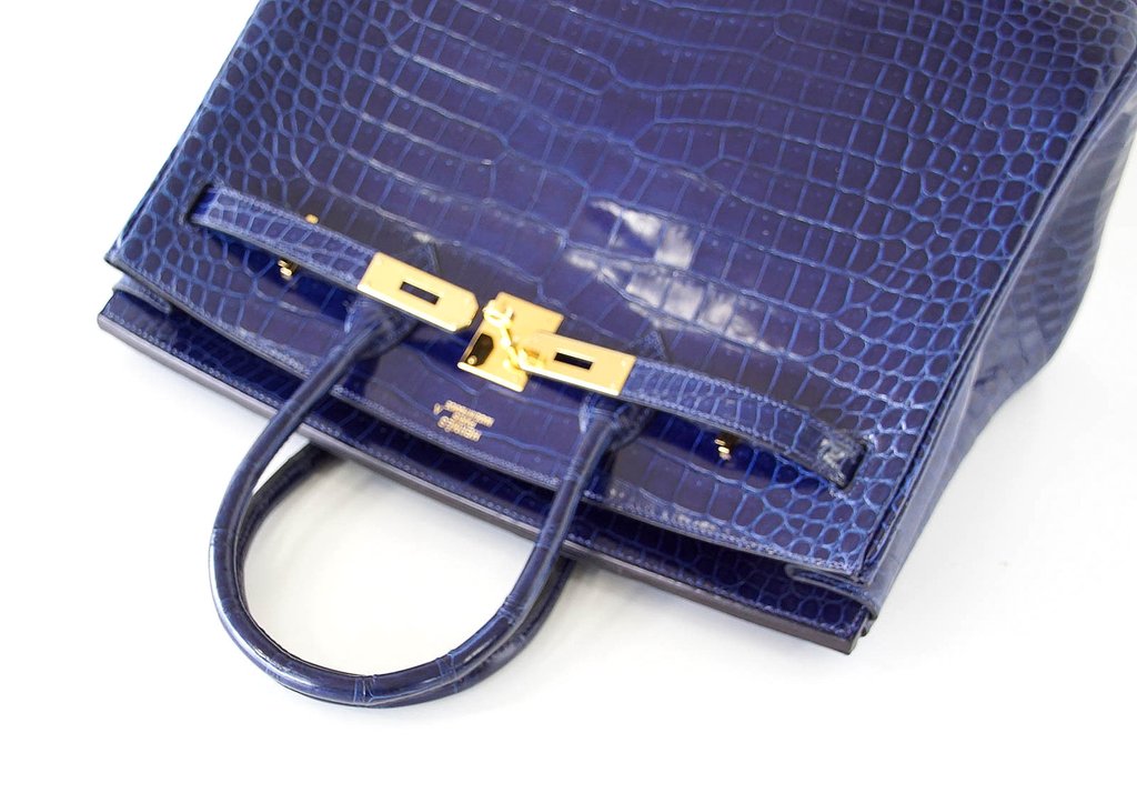 Hermès Birkin 35 Blue Sapphire Crocodile GHW Bag