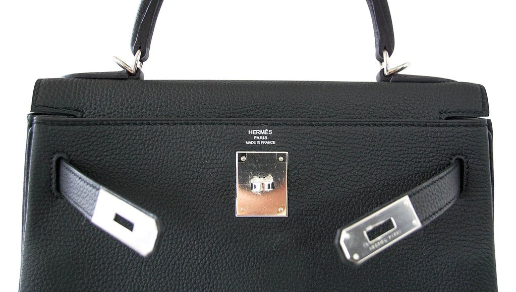 Hermès Kelly 28 Retourne Black Togo PHW Bag
