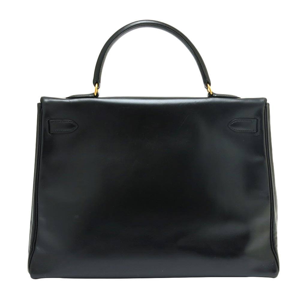 Hermès Kelly 35 Black Box Calf Bag GHW