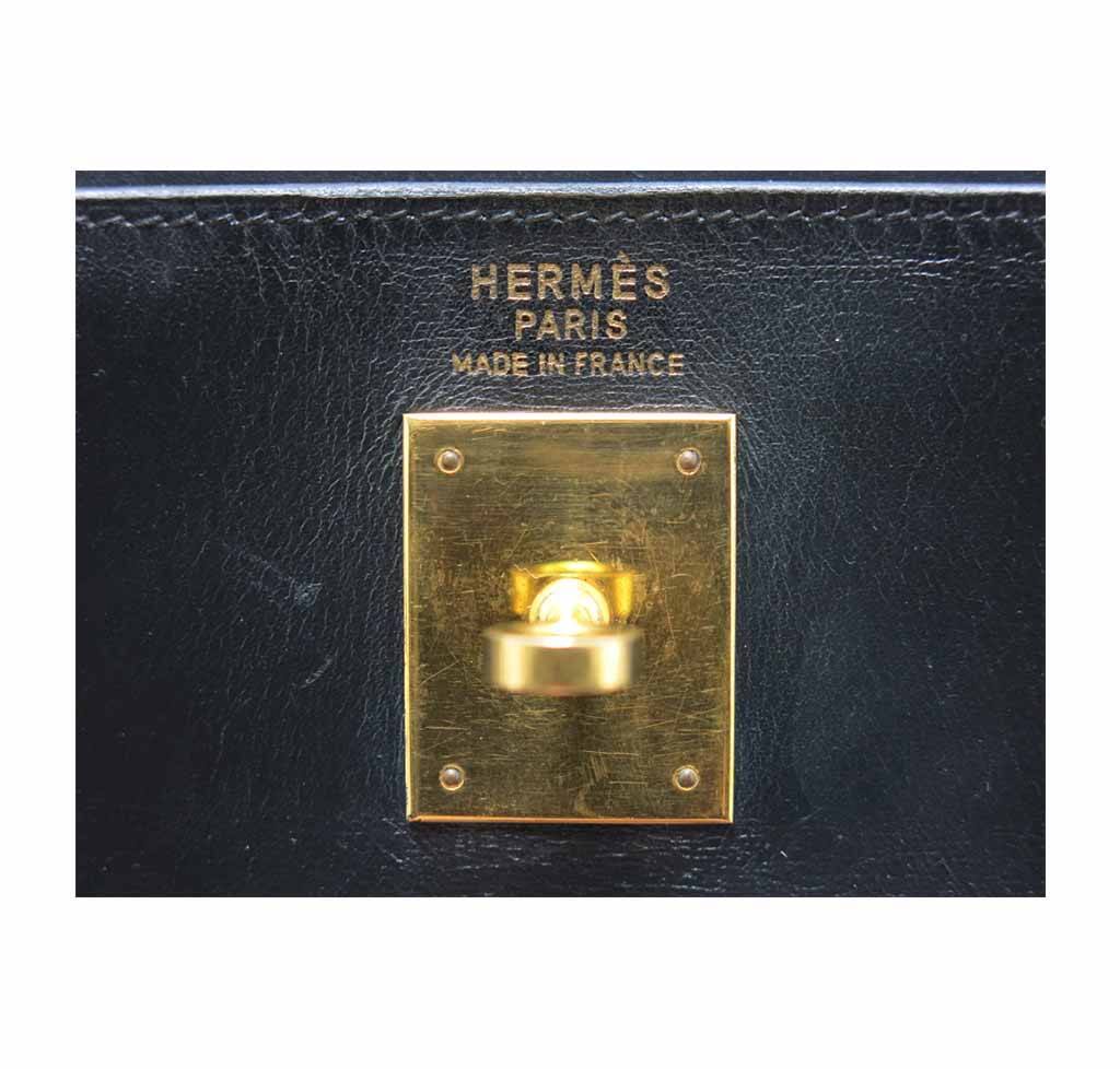 Hermès Kelly 35 Black Box Calf Bag GHW