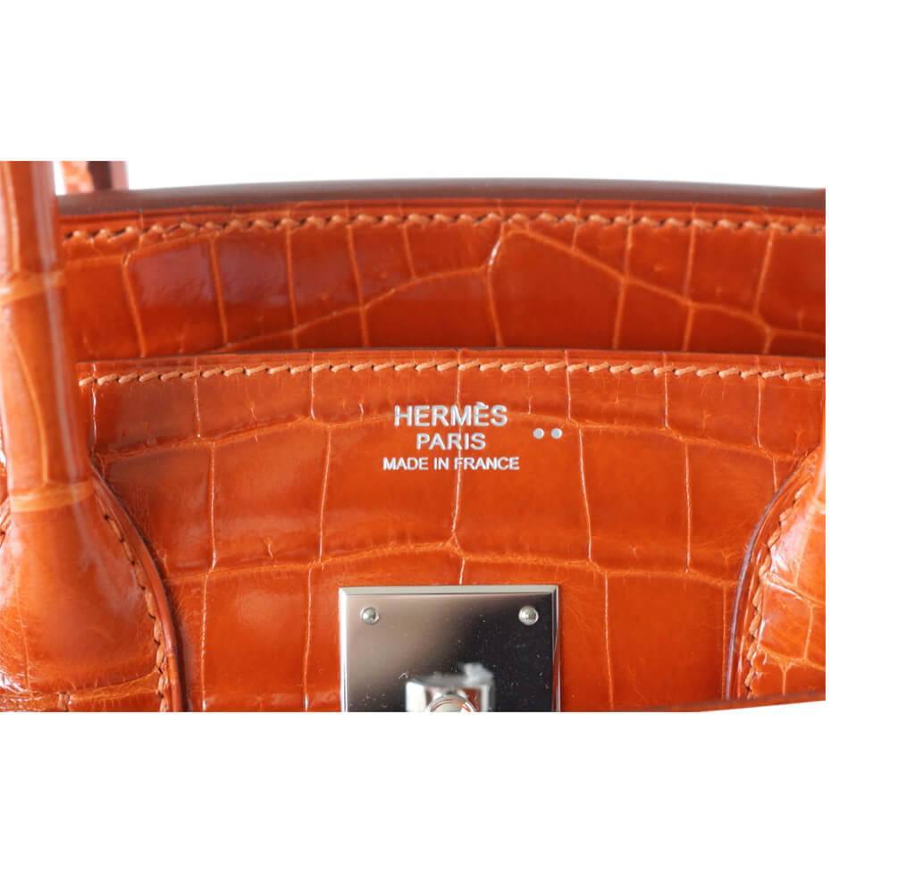 Hermès Birkin 30 Potiron Niloticus Crocodile Bag PHW
