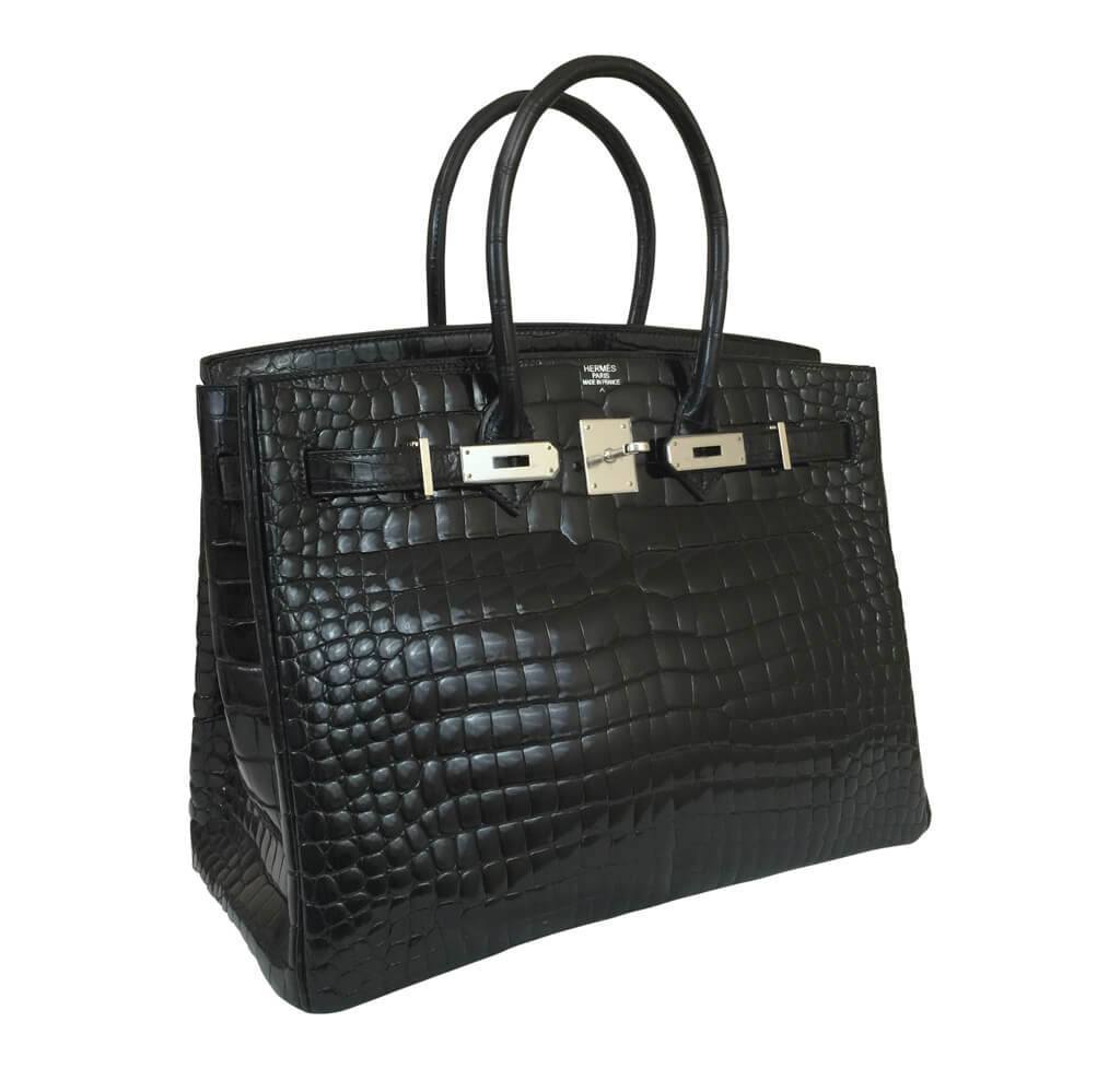 Hermès Crocodile Birkin 35 Black Bag