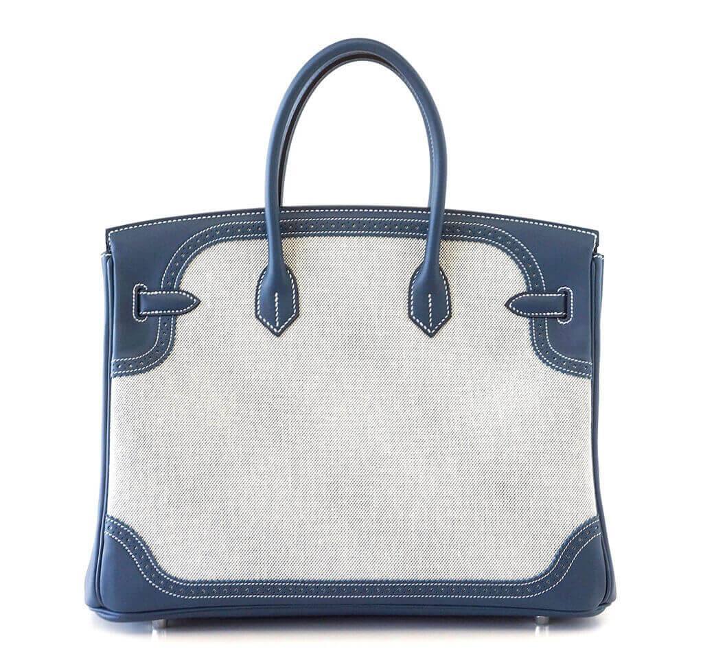 Hermès Ghillies Birkin 35 Blue Bag PHW