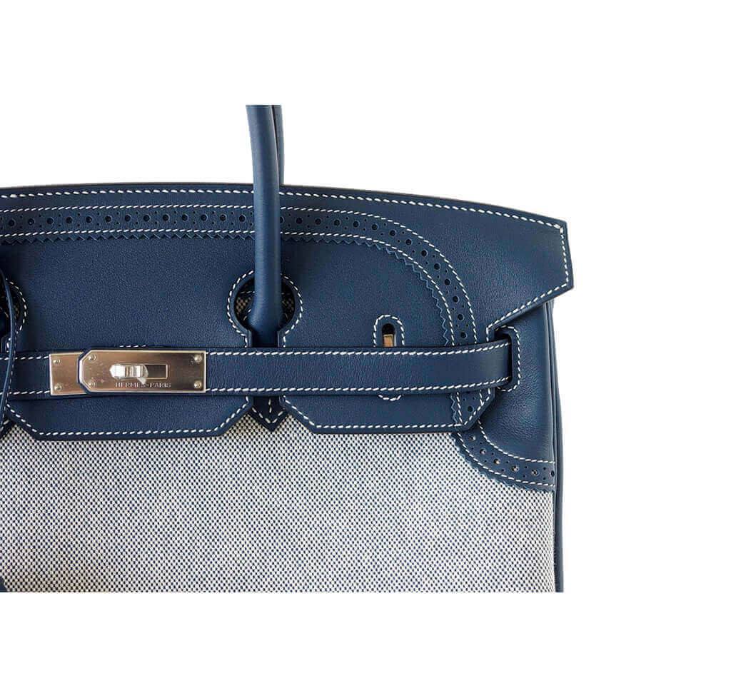 Hermès Ghillies Birkin 35 Blue Bag PHW