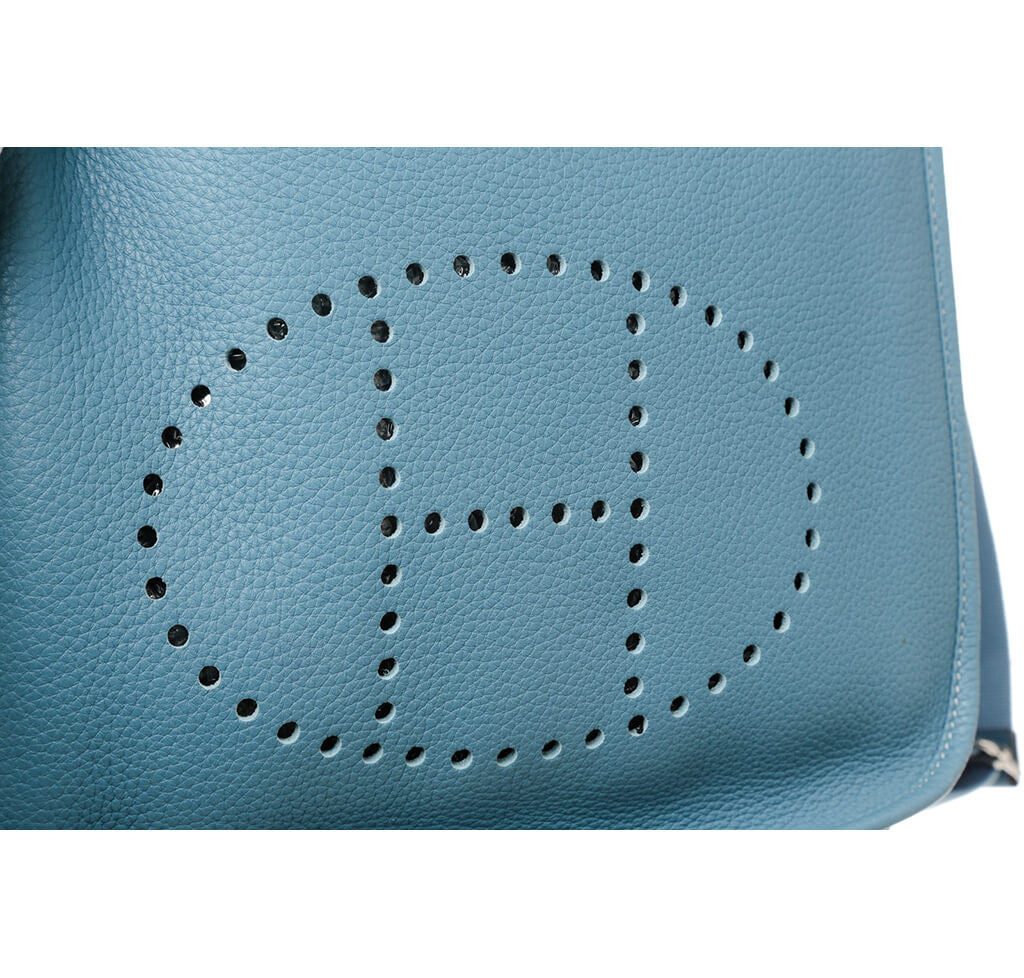 Hermès Evelyne PM Bag Blue Clemence Leather