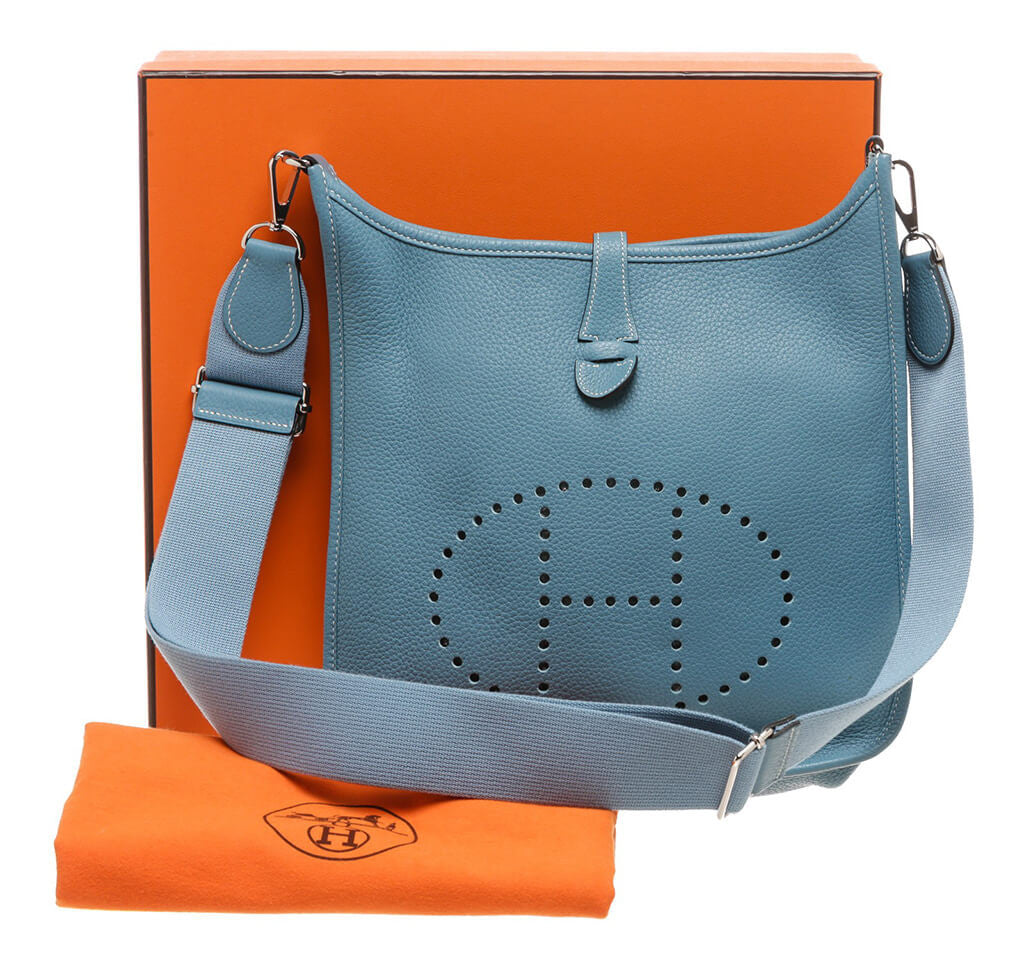 Hermès Evelyne PM Bag Blue Clemence Leather