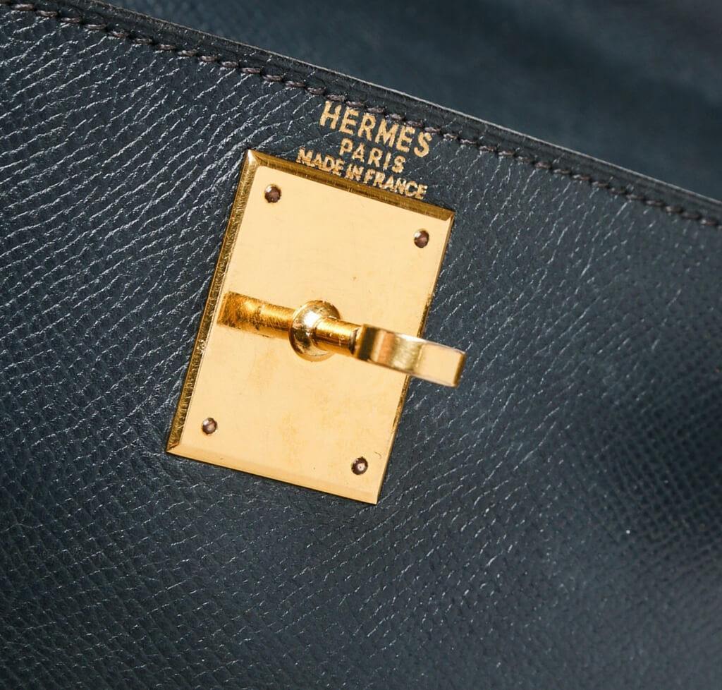 Hermès Kelly 28 Navy Blue Epsom Leather Bag GHW