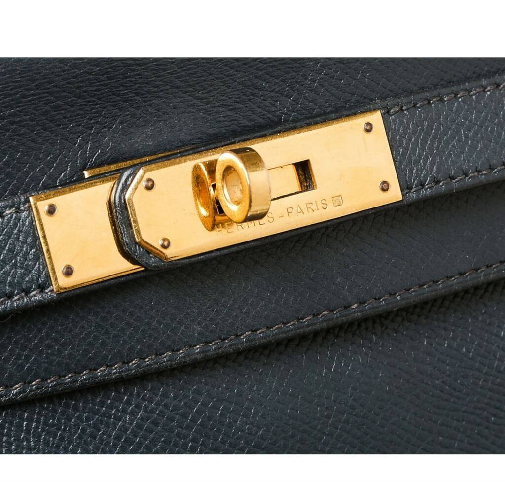 Hermès Kelly 28 Navy Blue Epsom Leather Bag GHW