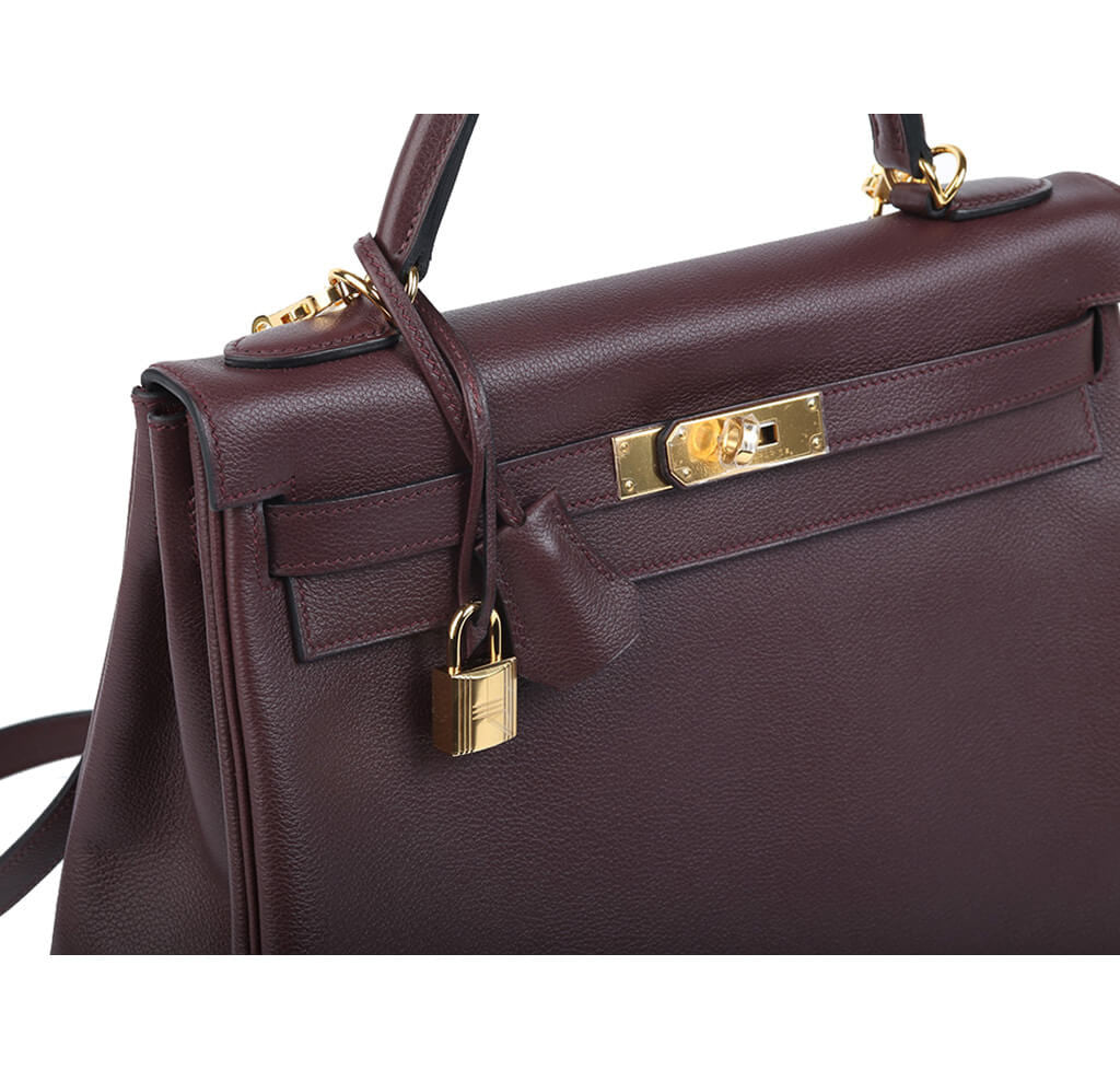 Hermès Prune Kelly 32cm Bag GHW