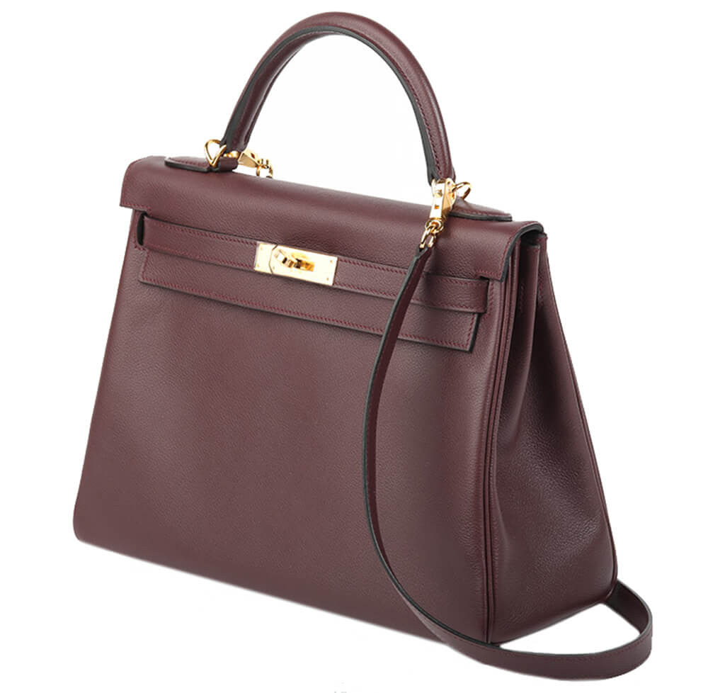 Hermès Prune Kelly 32cm Bag GHW
