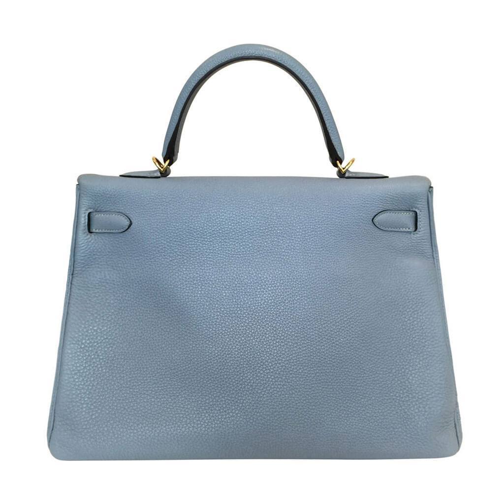 Hermès Kelly 35 Blue Lin Bag Gold Hardware