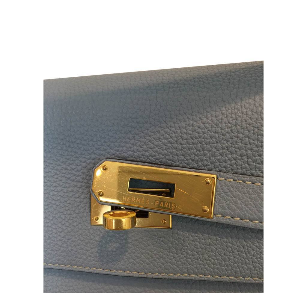 Hermès Kelly 35 Blue Lin Bag Gold Hardware