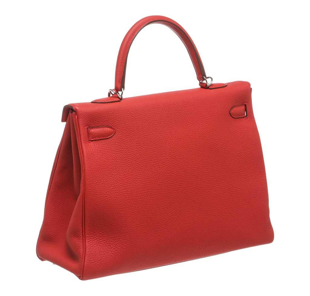 Hermès Kelly 35 Red Bag Palladium Hardware