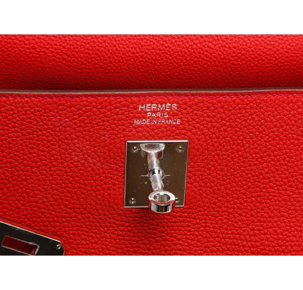 Hermès Kelly 35 Red Bag Palladium Hardware