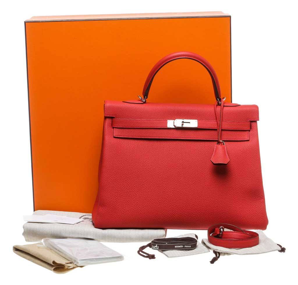 Hermès Kelly 35 Red Bag Palladium Hardware