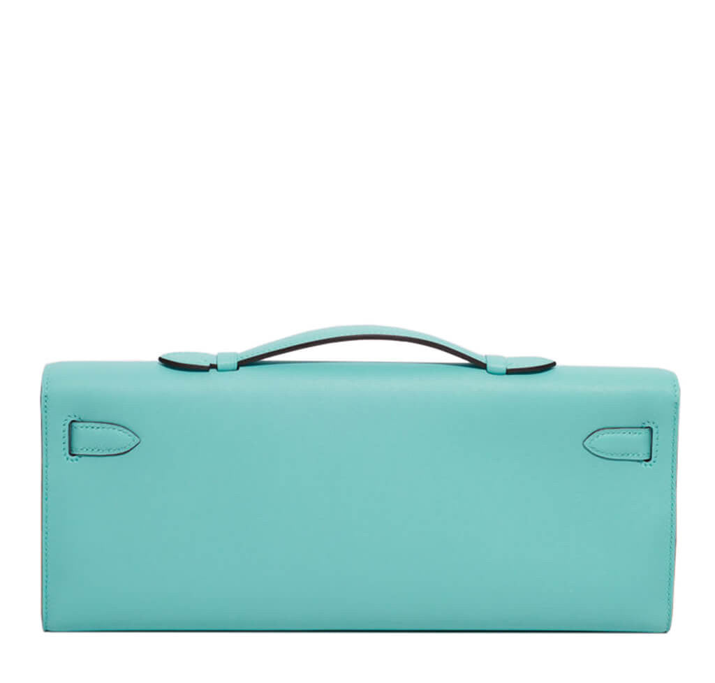 Hermès Kelly Cut Clutch Bag Blue Atoll