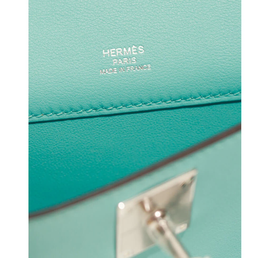 Hermès Kelly Cut Clutch Bag Blue Atoll