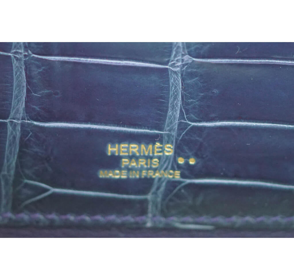 Hermès Kelly Cut Bag Blue Colvert Crocodile
