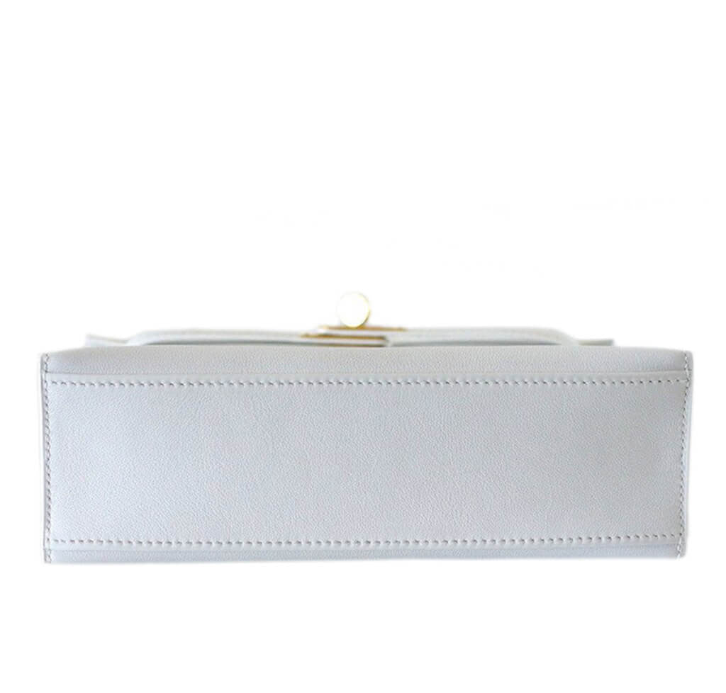 Hermès Kelly Pochette Bag White Gold Hardware