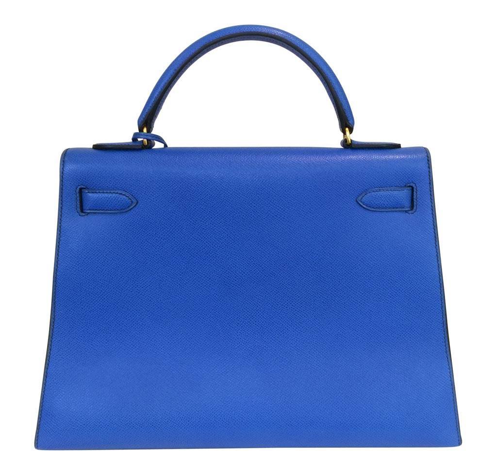 Hermès Kelly 32 Blue France Courchevel Leather Bag