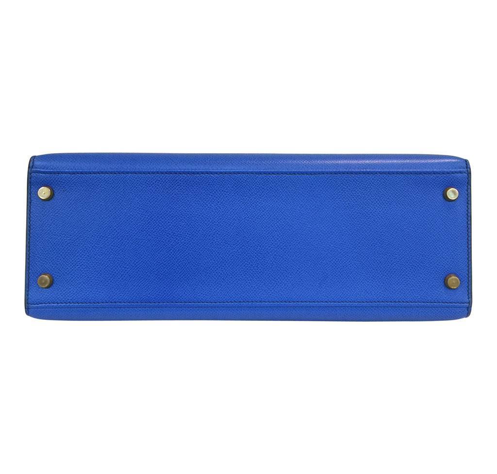 Hermès Kelly 32 Blue France Courchevel Leather Bag