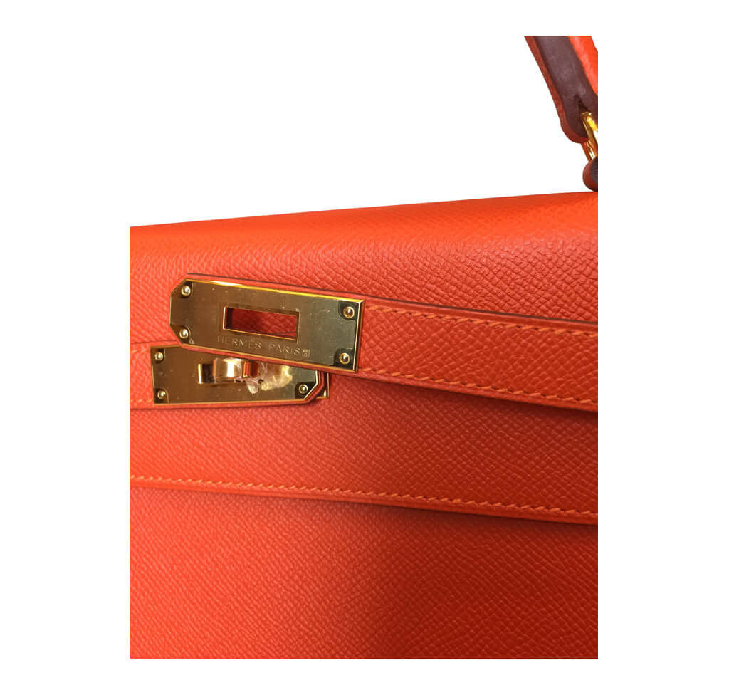 Hermès Sellier 32 Kelly Feu Epsom Bag GHW