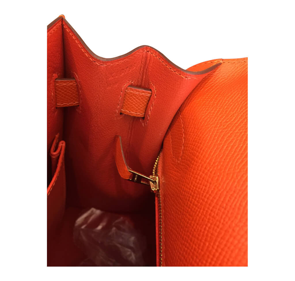 Hermès Sellier 32 Kelly Feu Epsom Bag GHW