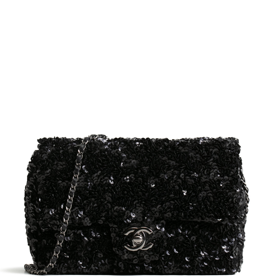 CHANEL Sequin Mini Flap Bag - Black